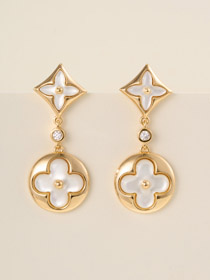 Louis Vuitton LV white mother-of-pearl earrings-3780